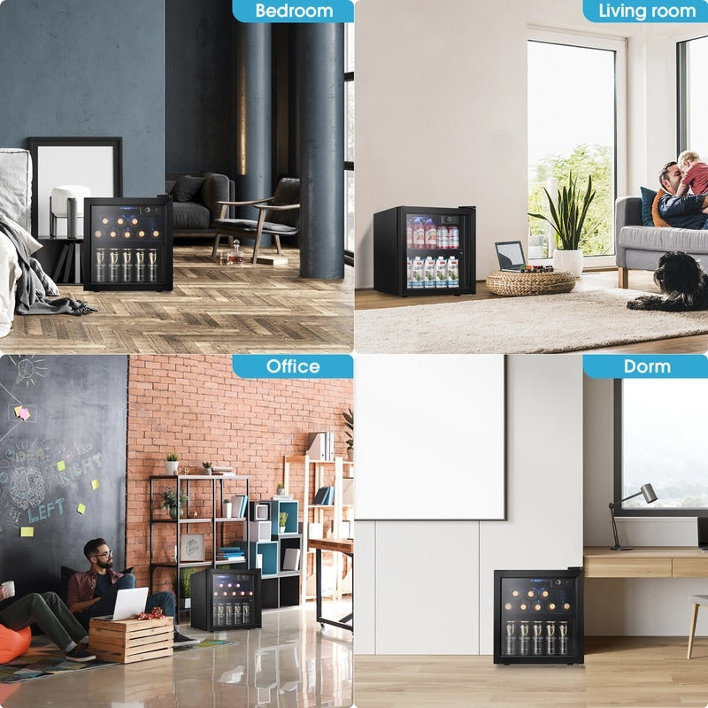 Frigorifero per bevande da 1,3 piedi cubi - Mini frigorifero da 48 lattine e 12 bottiglie con porta in vetro, controllo tramite manopola