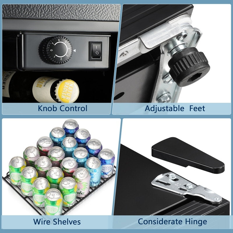 Frigorifero per bevande da 1,3 piedi cubi - Mini frigorifero da 48 lattine e 12 bottiglie con porta in vetro, controllo tramite manopola
