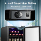 Frigorifero per bevande da 1,3 piedi cubi - Mini frigorifero da 48 lattine e 12 bottiglie con porta in vetro, controllo tramite manopola