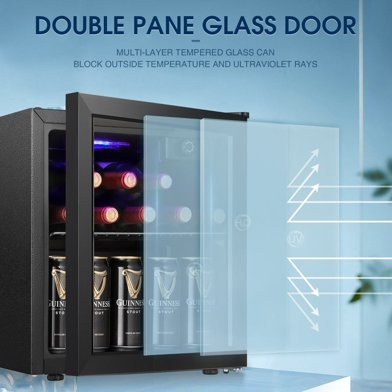 Frigorifero per bevande da 1,3 piedi cubi - Mini frigorifero da 48 lattine e 12 bottiglie con porta in vetro, controllo tramite manopola