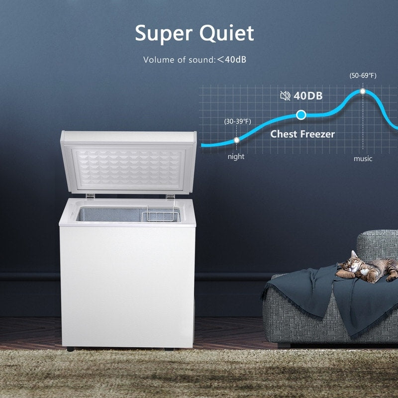 Congelatore a pozzetto da 1,8 piedi cubi con cestello rimovibile, scarico inferiore, termostato a 7 livelli, design indipendente per casa e appartamento