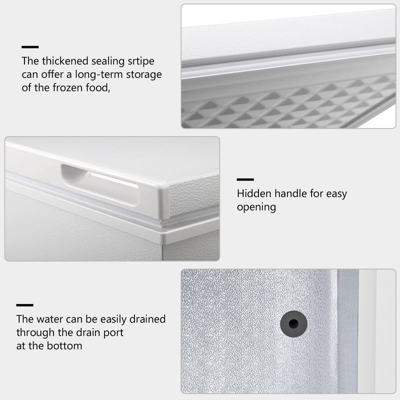 Congelatore a pozzetto da 1,8 piedi cubi con cestello rimovibile, scarico inferiore, termostato a 7 livelli, design indipendente per casa e appartamento
