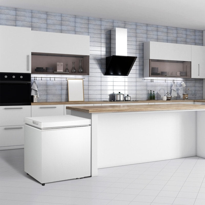 Congelatore a pozzetto da 1,8 piedi cubi con cestello rimovibile, scarico inferiore, termostato a 7 livelli, design indipendente per casa e appartamento