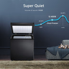 Congelatore a pozzetto da 1,8 piedi cubi con cestello rimovibile, scarico inferiore, termostato a 7 livelli, design indipendente per casa e appartamento