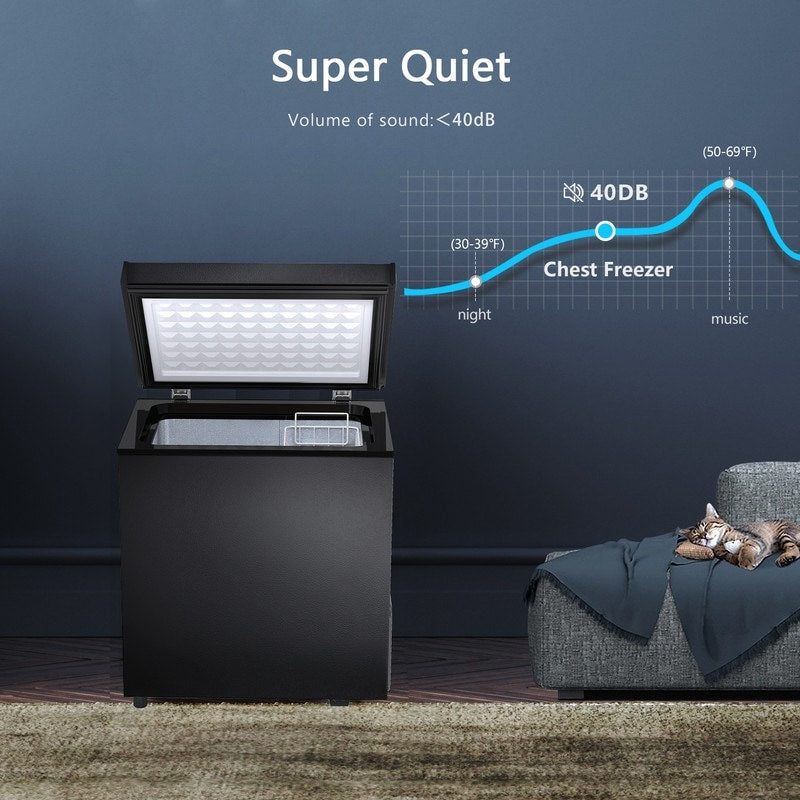 Congelatore a pozzetto da 1,8 piedi cubi con cestello rimovibile, scarico inferiore, termostato a 7 livelli, design indipendente per casa e appartamento