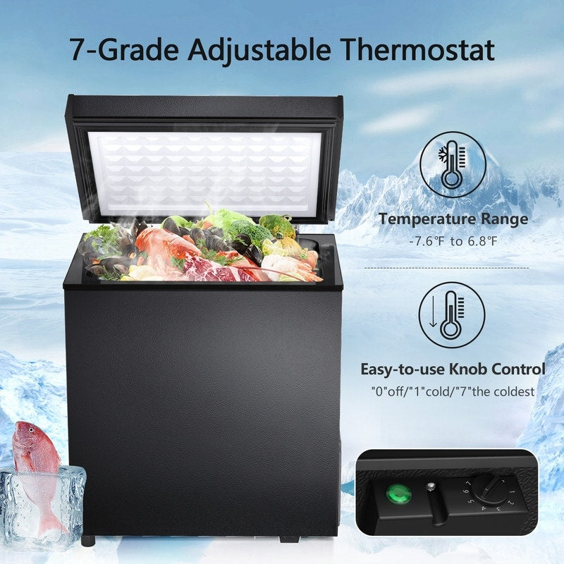 Congelatore a pozzetto da 1,8 piedi cubi con cestello rimovibile, scarico inferiore, termostato a 7 livelli, design indipendente per casa e appartamento