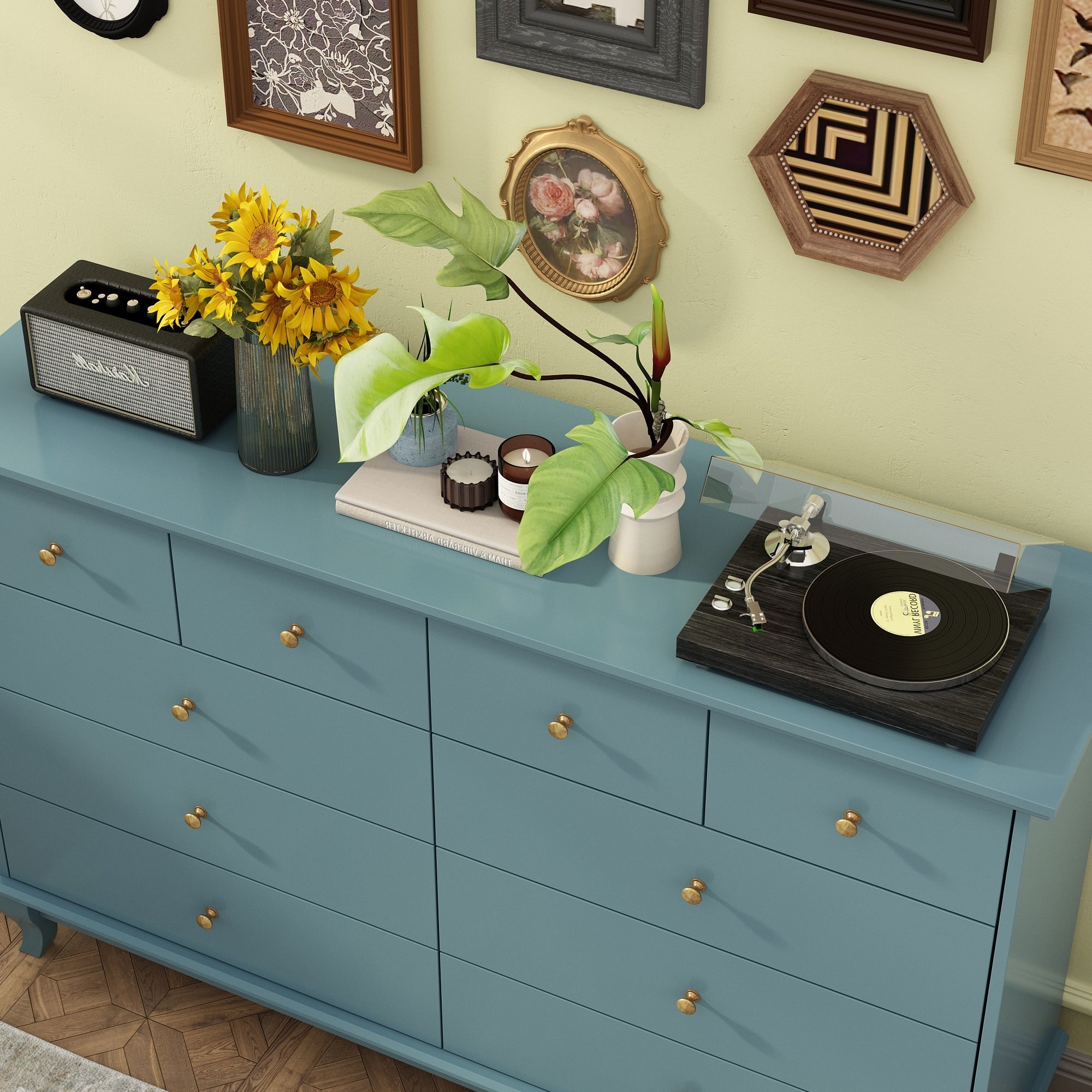 Cassettiera doppia a 10 cassetti per camera da letto, cassettiera bianca, ampia capacità di archiviazione