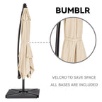 Ombrellone a sbalzo in acciaio da 10 piedi con sollevamento a manovella e base zavorrata