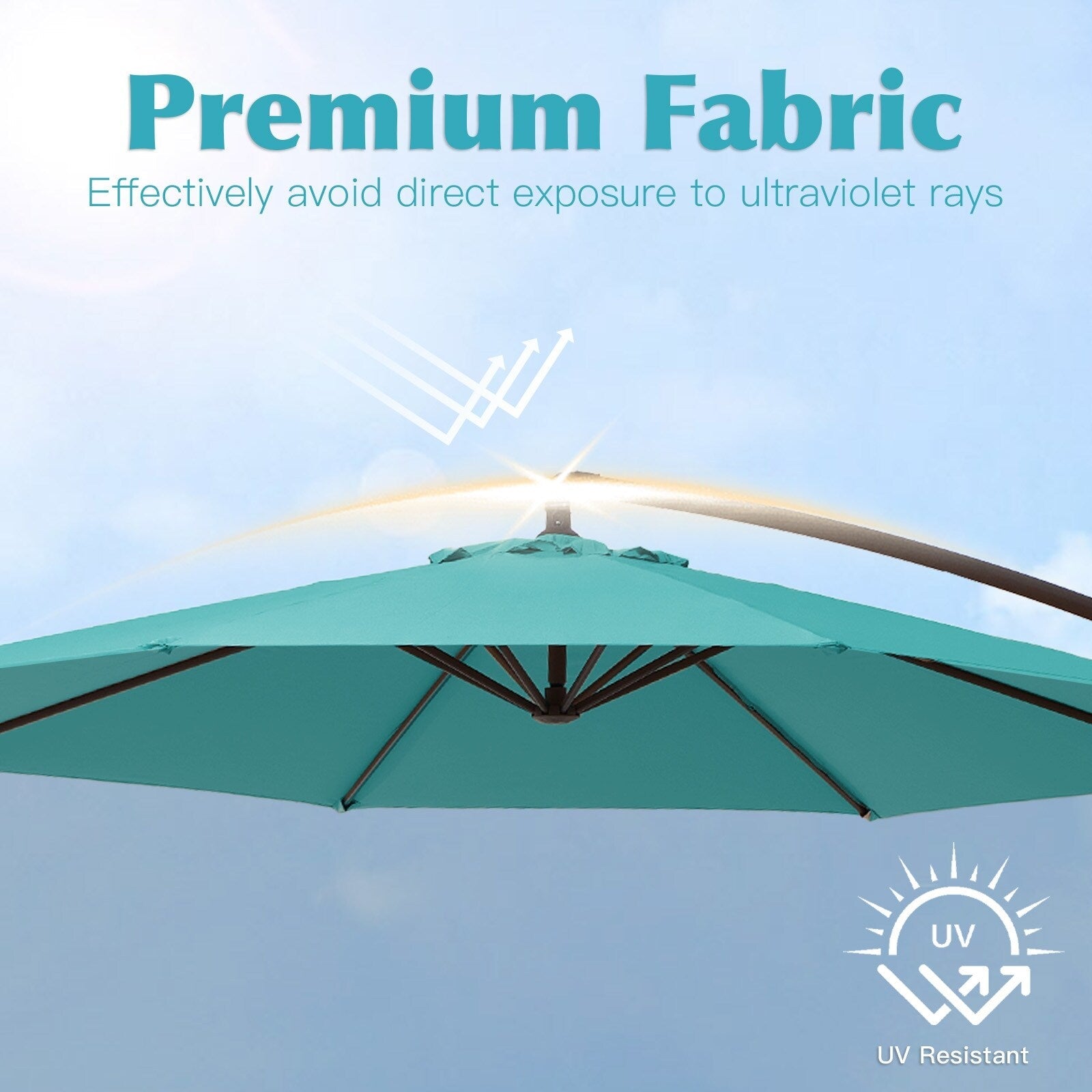 Ombrellone a sbalzo in acciaio da 10 piedi con sollevamento a manovella e base zavorrata