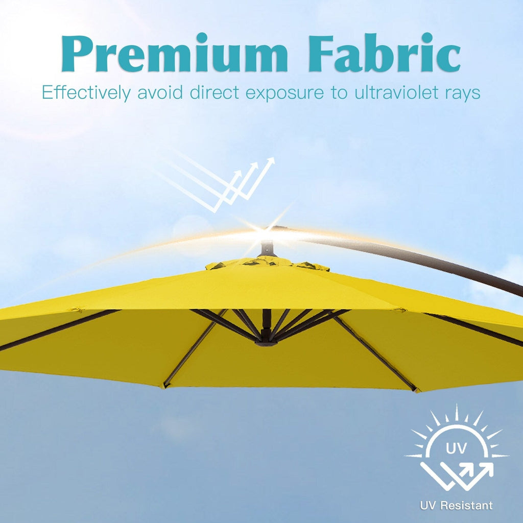 Ombrellone a sbalzo in acciaio da 10 piedi con sollevamento a manovella e base zavorrata