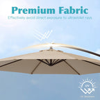 Ombrellone a sbalzo in acciaio da 10 piedi con sollevamento a manovella e base zavorrata