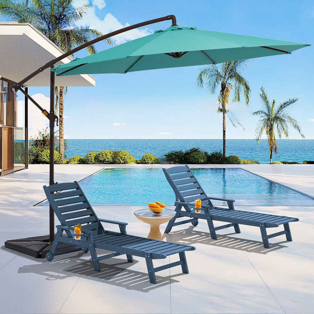 Ombrellone a sbalzo in acciaio da 10 piedi con sollevamento a manovella e base zavorrata