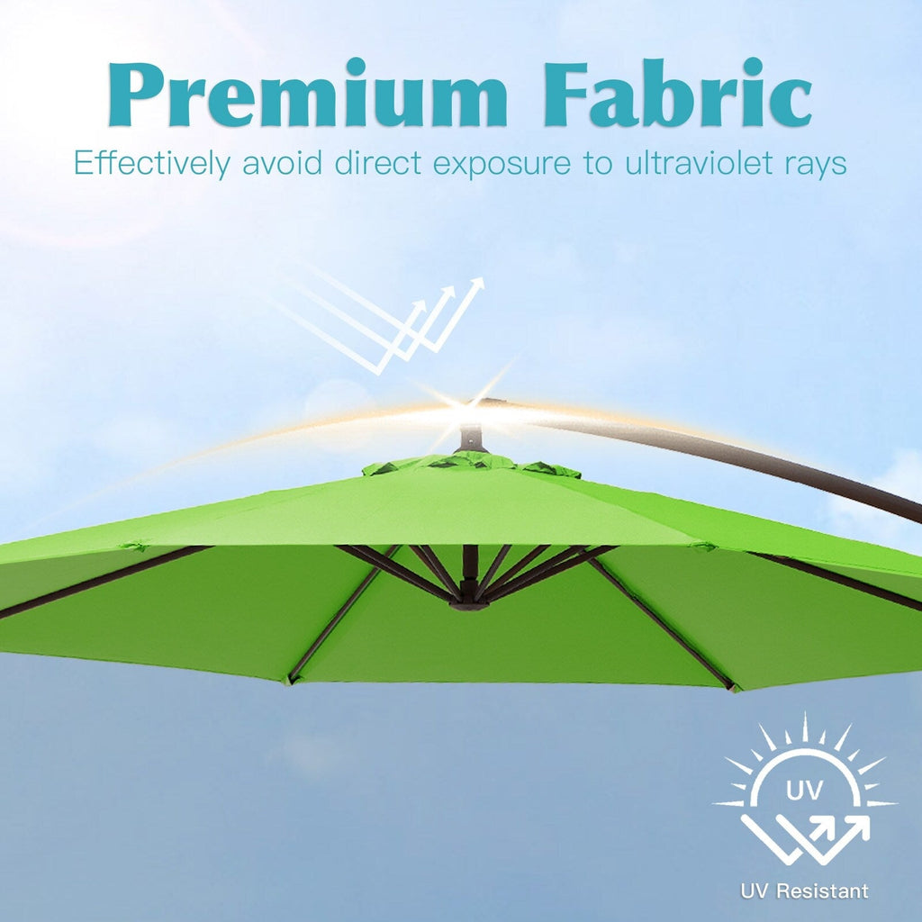 Ombrellone a sbalzo in acciaio da 10 piedi con sollevamento a manovella e base zavorrata