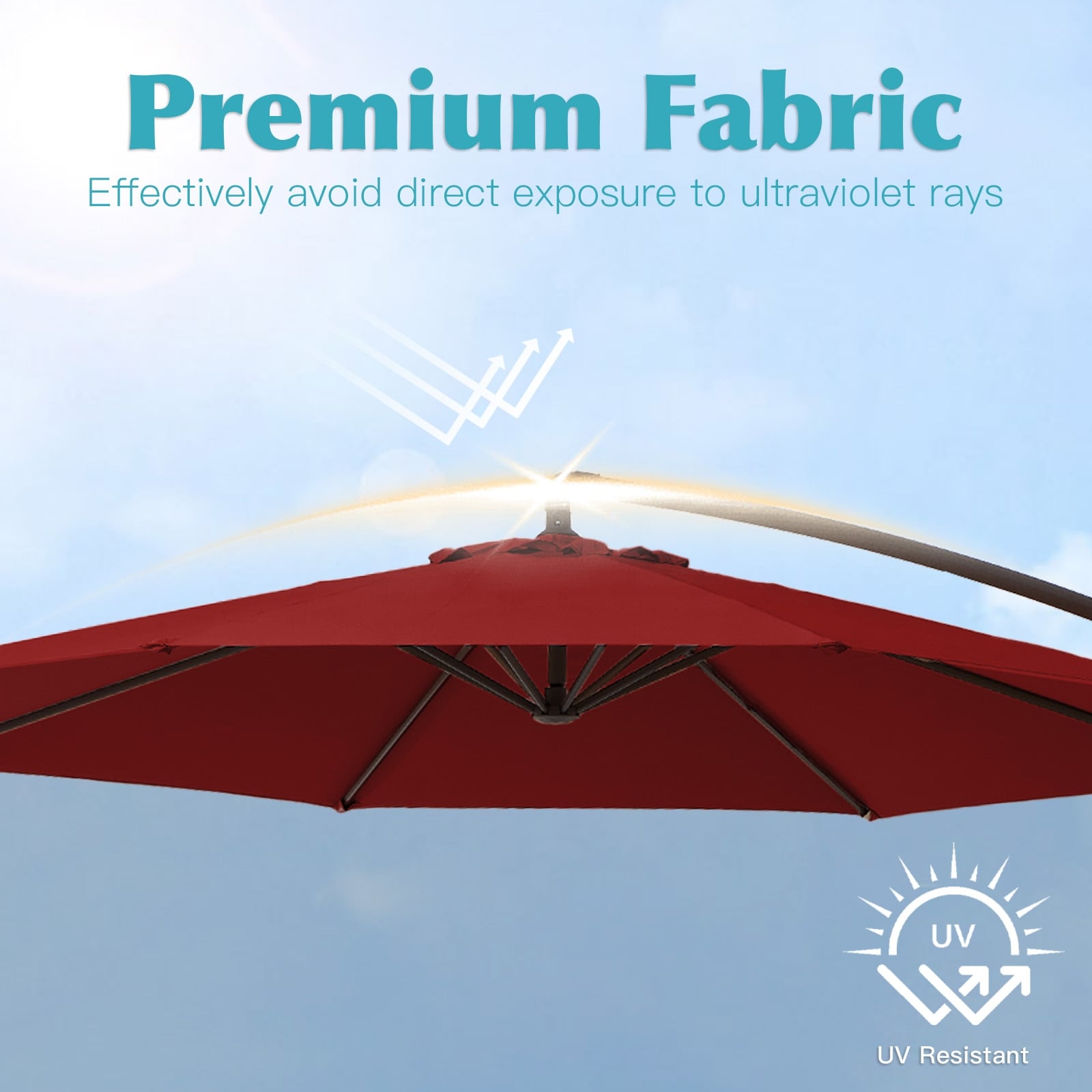 Ombrellone a sbalzo in acciaio da 10 piedi con sollevamento a manovella e base zavorrata