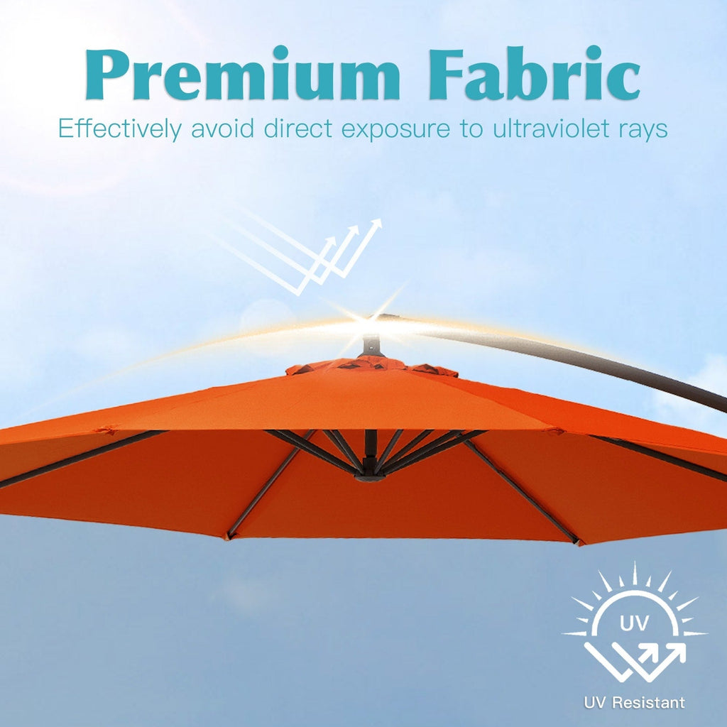 Ombrellone a sbalzo in acciaio da 10 piedi con sollevamento a manovella e base zavorrata