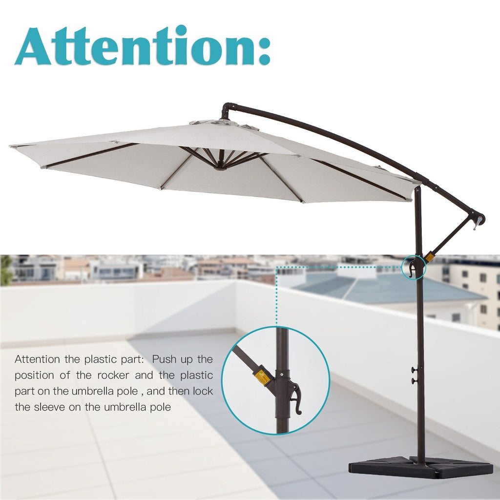Ombrellone a sbalzo in acciaio da 10 piedi con sollevamento a manovella e base zavorrata