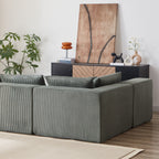 Divano componibile modulare a forma di L in velluto a coste da 104 pollici, set di divani da pavimento, divano compresso imbottito in schiuma, combinazione libera di 4 pezzi