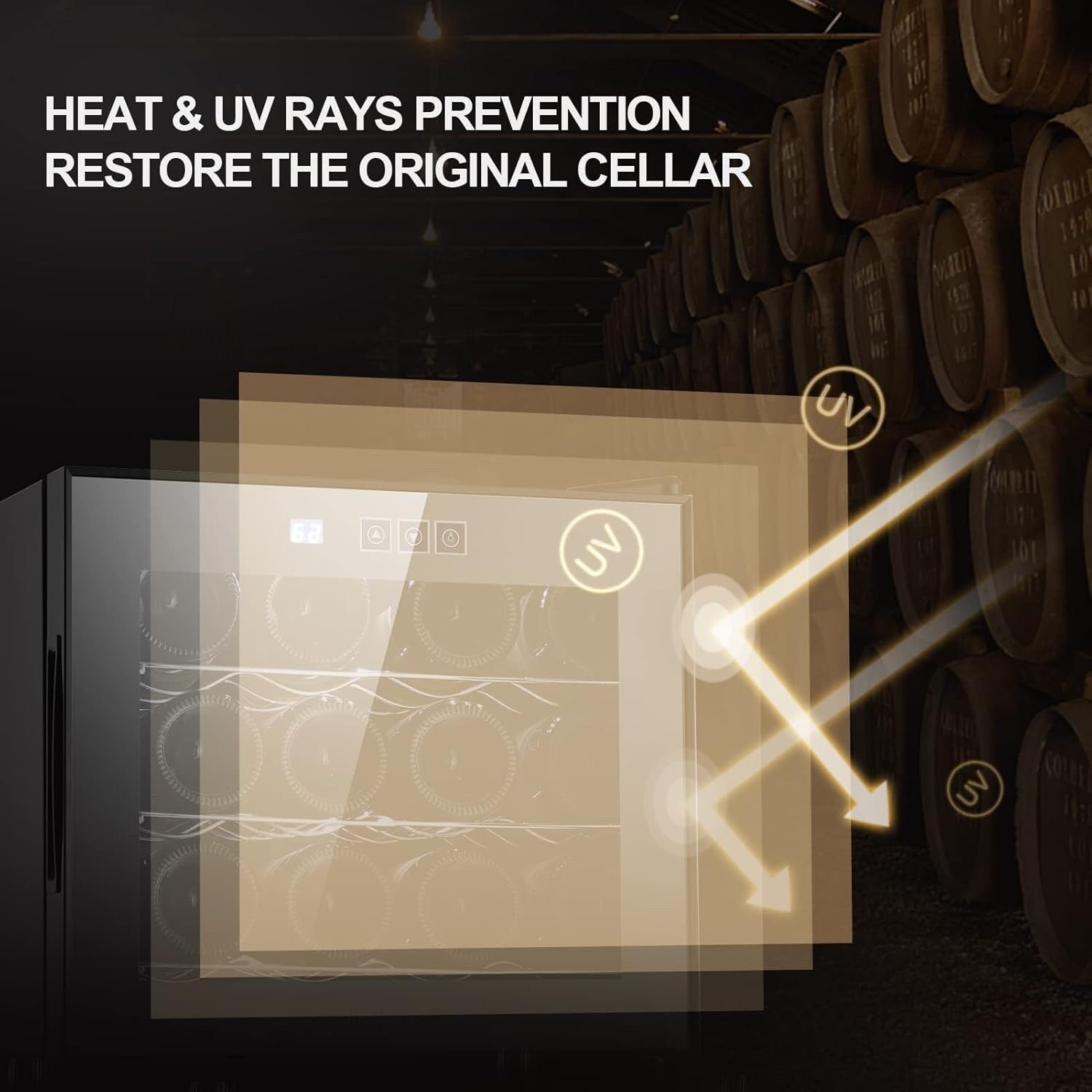 Frigorifero per vino da 12 bottiglie, mini cantinette per vino (13-19 °C), refrigeratore per vino da banco con controllo digitale della temperatura