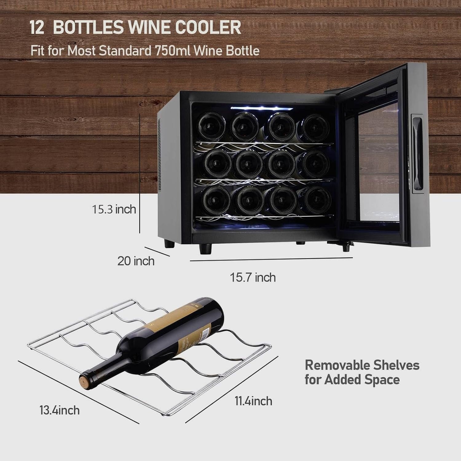 Frigorifero per vino da 12 bottiglie, mini cantinette per vino (13-19 °C), refrigeratore per vino da banco con controllo digitale della temperatura