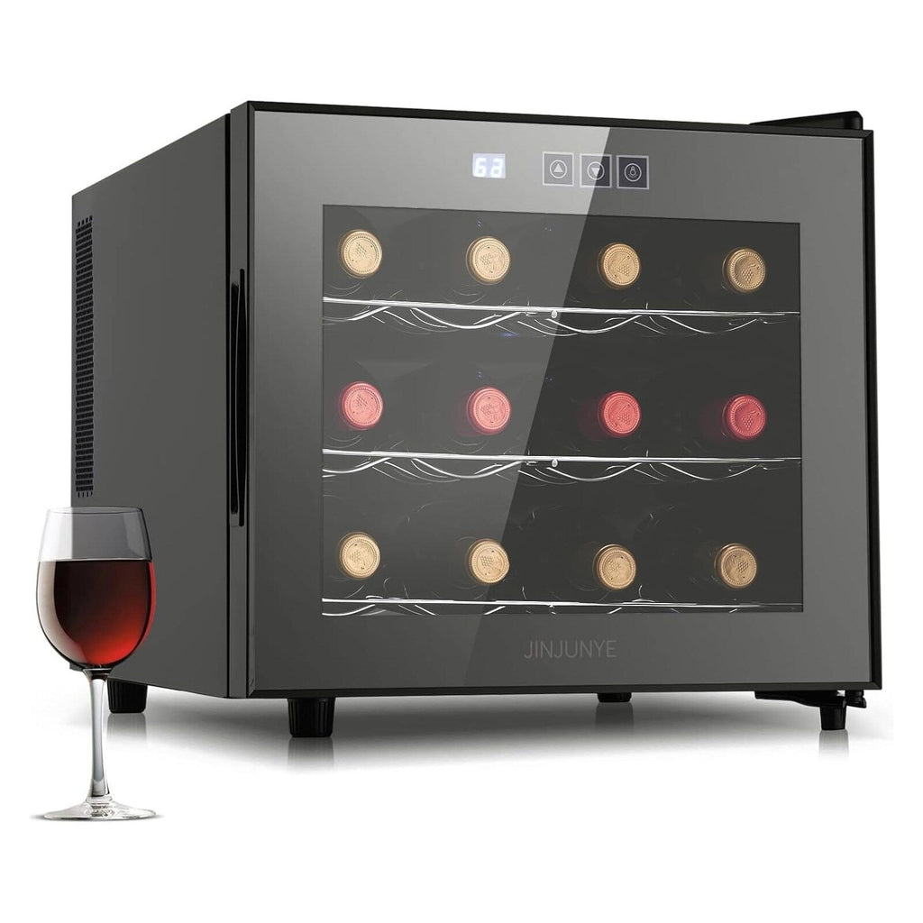 Frigorifero per vino da 12 bottiglie, mini cantinette per vino (13-19 °C), refrigeratore per vino da banco con controllo digitale della temperatura