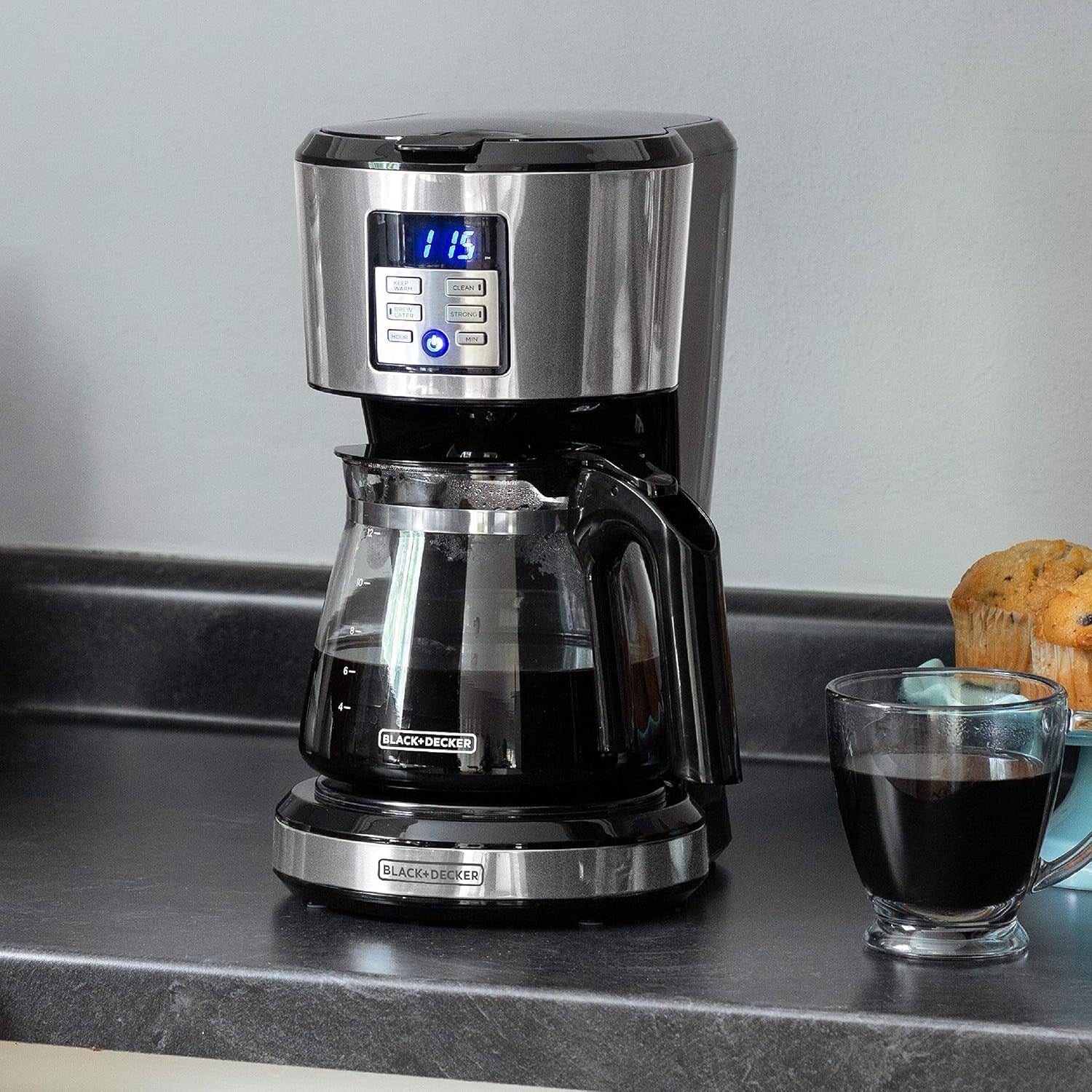 Macchina per caffè programmabile da 12 tazze, tecnologia Vortex Brew, nera