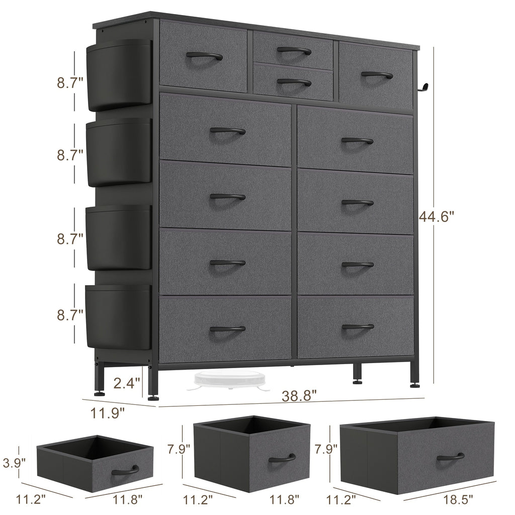 Cassettiera alta in tessuto con 12 cassetti per camera da letto