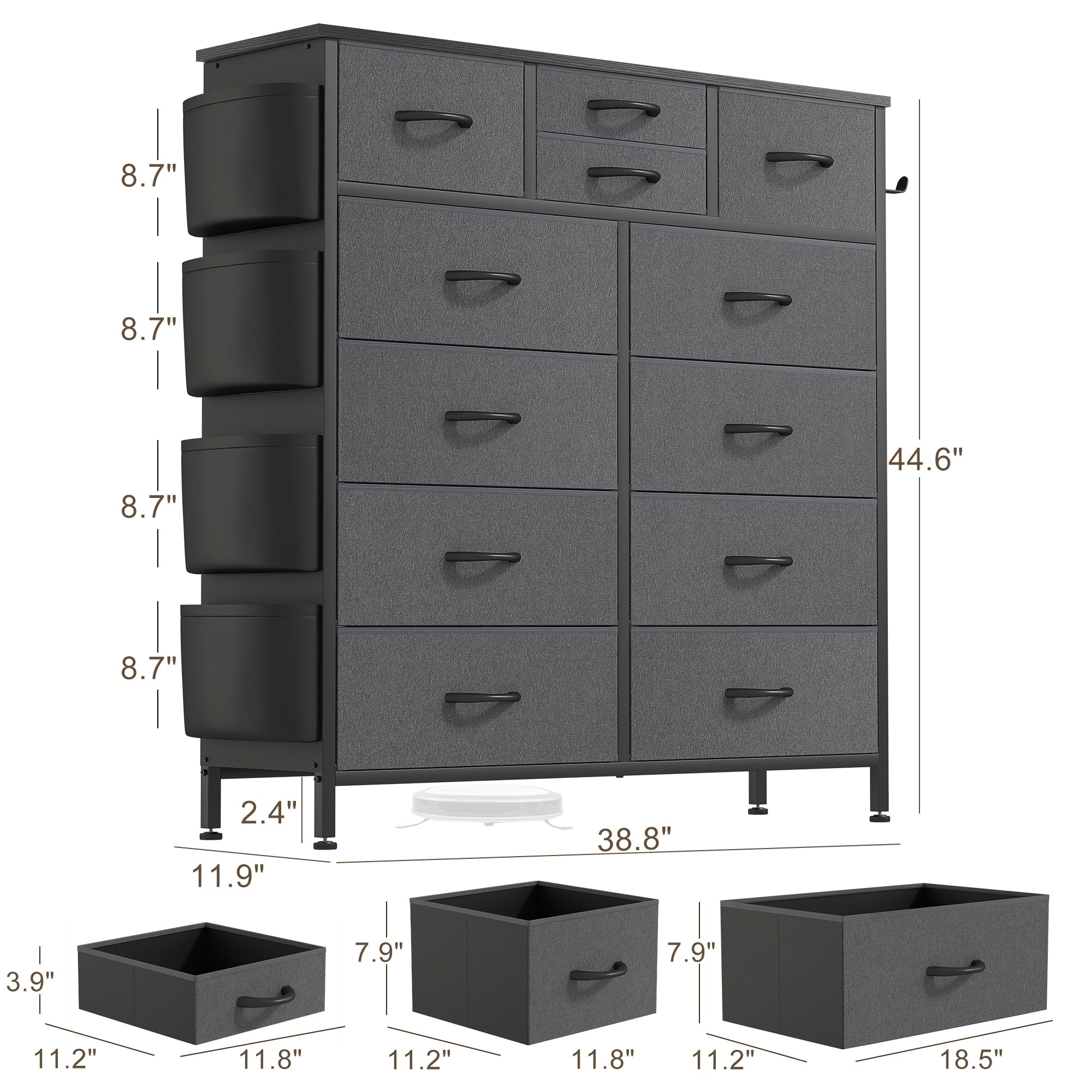 Cassettiera alta in tessuto con 12 cassetti per camera da letto