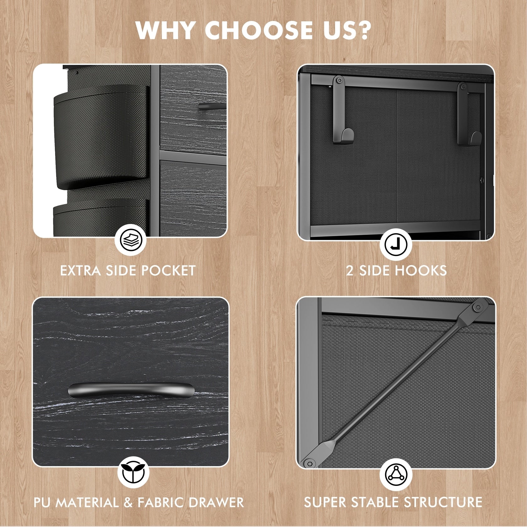 Cassettiera alta in tessuto con 12 cassetti per camera da letto