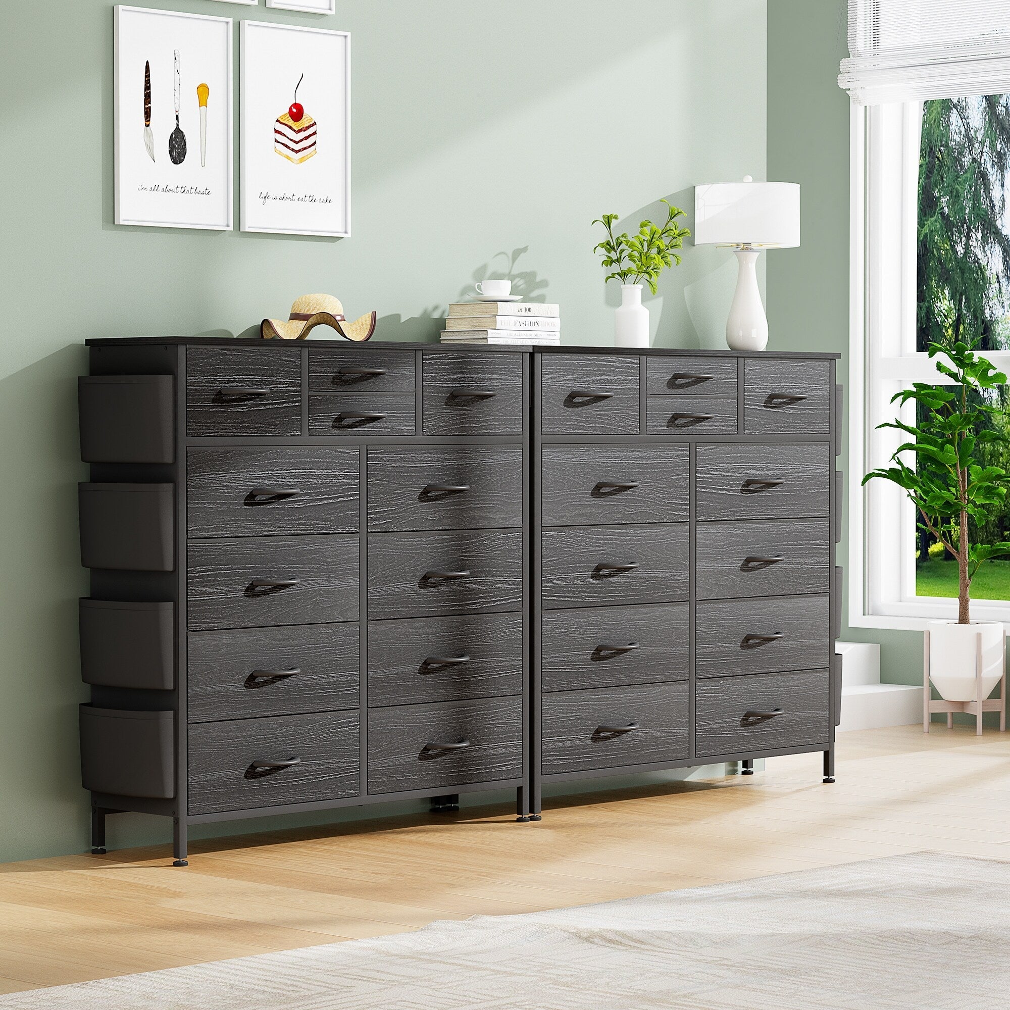 Cassettiera alta in tessuto con 12 cassetti per camera da letto