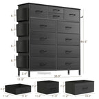 Cassettiera alta in tessuto con 12 cassetti per camera da letto