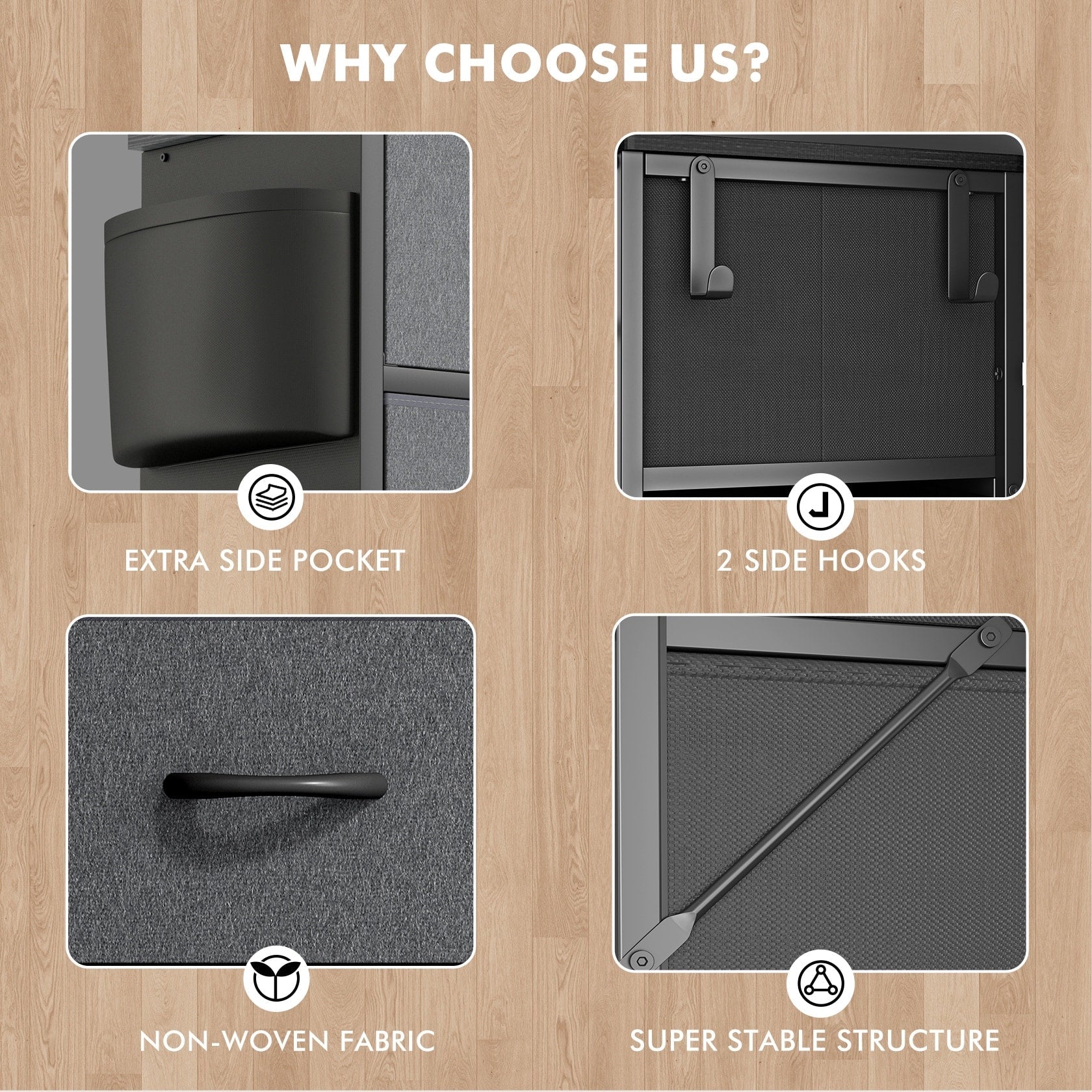 Cassettiera alta in tessuto con 12 cassetti per camera da letto