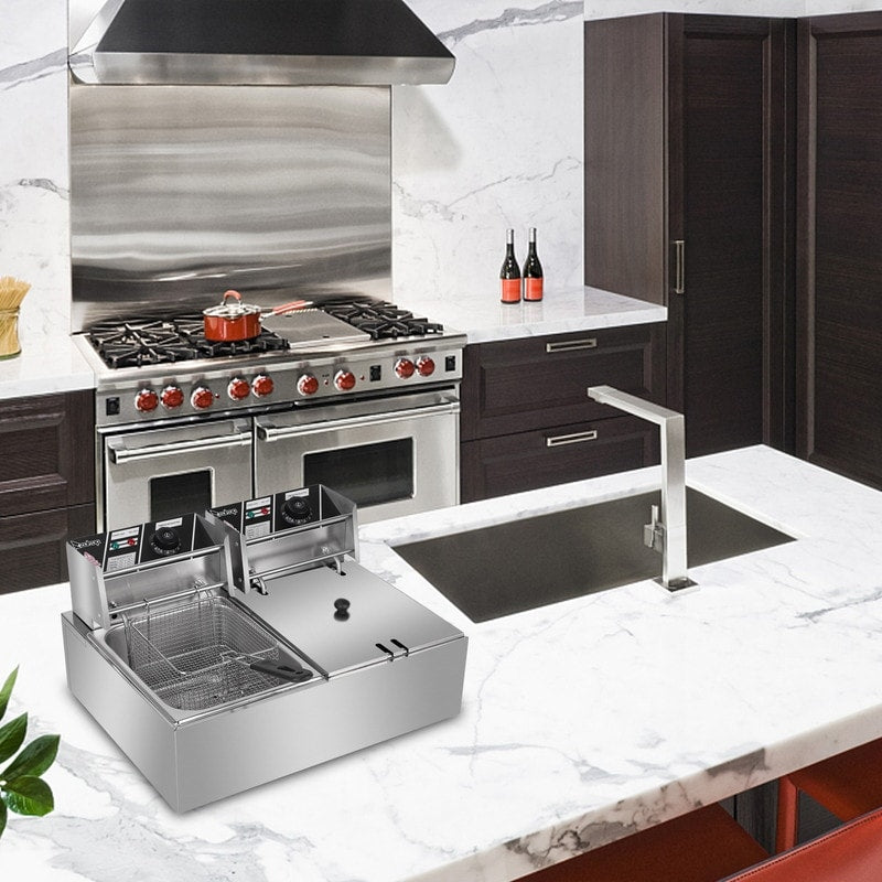 Friggitrice elettrica a doppio cilindro in acciaio inossidabile da 12,7 QT/12 L