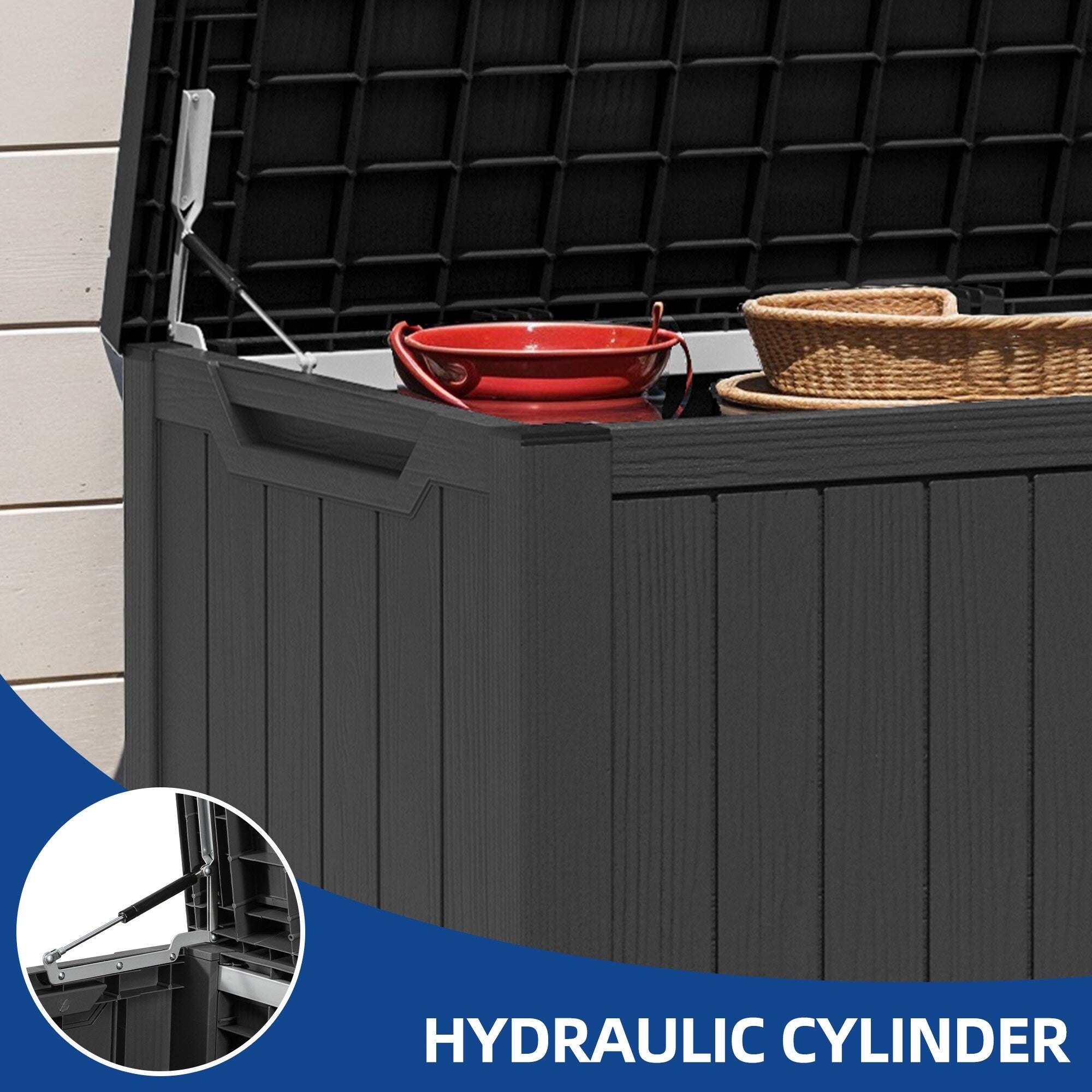 Grande contenitore per ponte in resina resistente all'acqua con serratura da 120-260 galloni