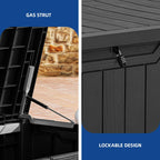 Grande contenitore per ponte in resina resistente all'acqua con serratura da 120-260 galloni