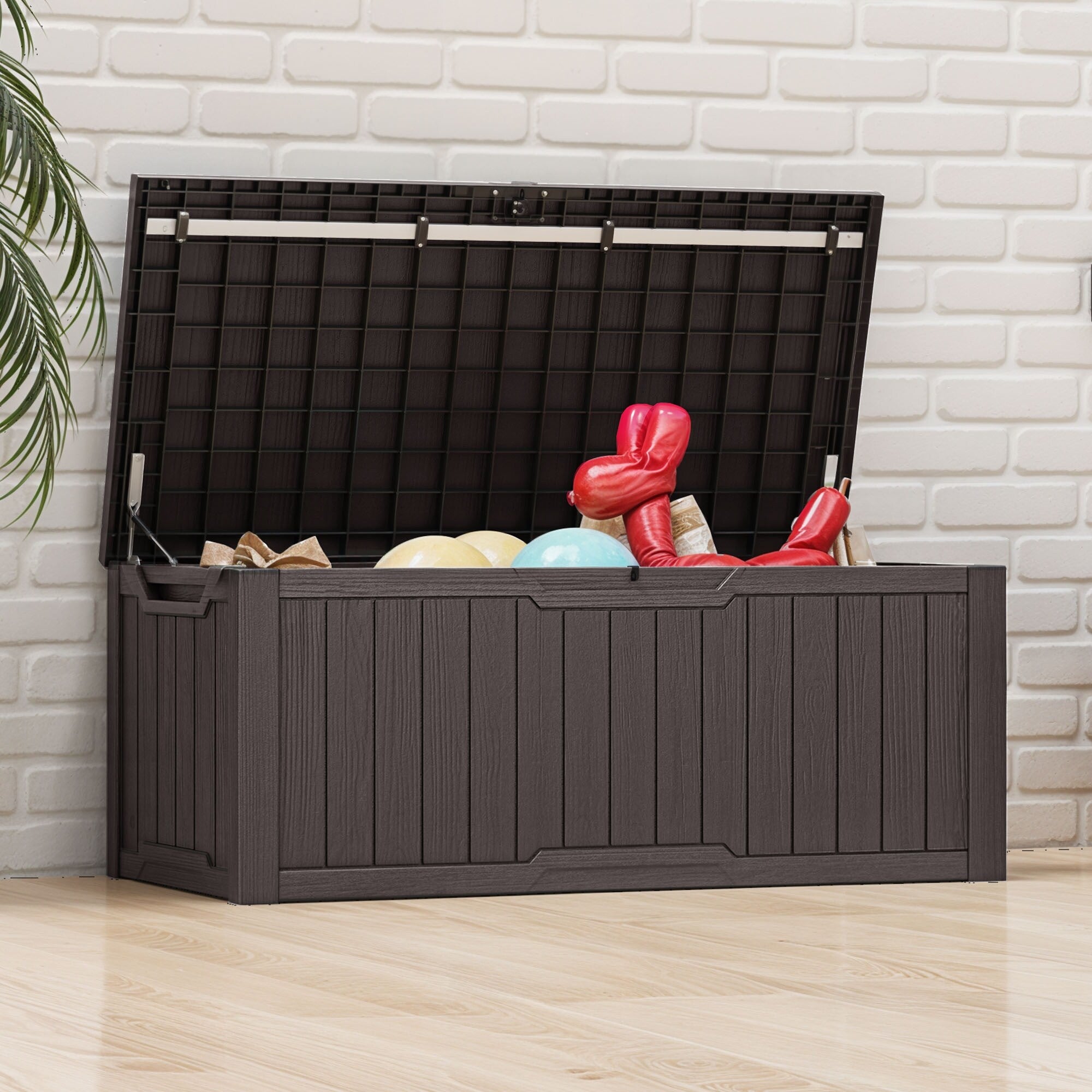 Grande contenitore per ponte in resina resistente all'acqua con serratura da 120-260 galloni