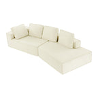 125 Elegante divano letto moderno per interni con chaise longue, dalle linee pulite, per soggiorno, beige
