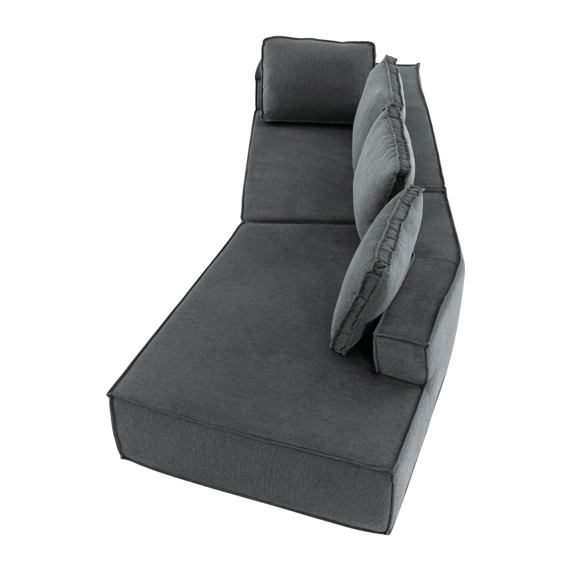 125 Elegante divano letto moderno per interni con chaise longue, dalle linee pulite, per soggiorno, beige