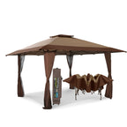 Gazebo da giardino rinforzato con baldacchino pop-up da esterno 13' x 13' con elegante tenda angolare - 13x13 piedi