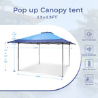 Gazebo da giardino rinforzato con baldacchino pop-up da esterno 13' x 13' con elegante tenda angolare - 13x13 piedi