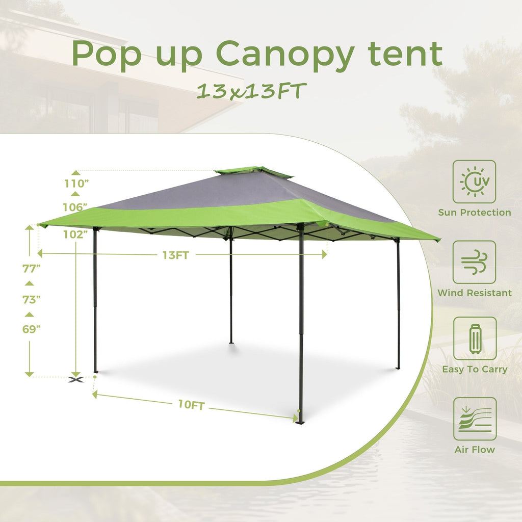 Gazebo da giardino rinforzato con baldacchino pop-up da esterno 13' x 13' con elegante tenda angolare - 13x13 piedi
