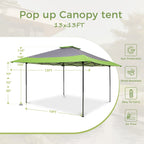 Gazebo da giardino rinforzato con baldacchino pop-up da esterno 13' x 13' con elegante tenda angolare - 13x13 piedi