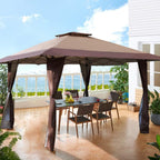 Gazebo da giardino rinforzato con baldacchino pop-up da esterno 13' x 13' con elegante tenda angolare - 13x13 piedi