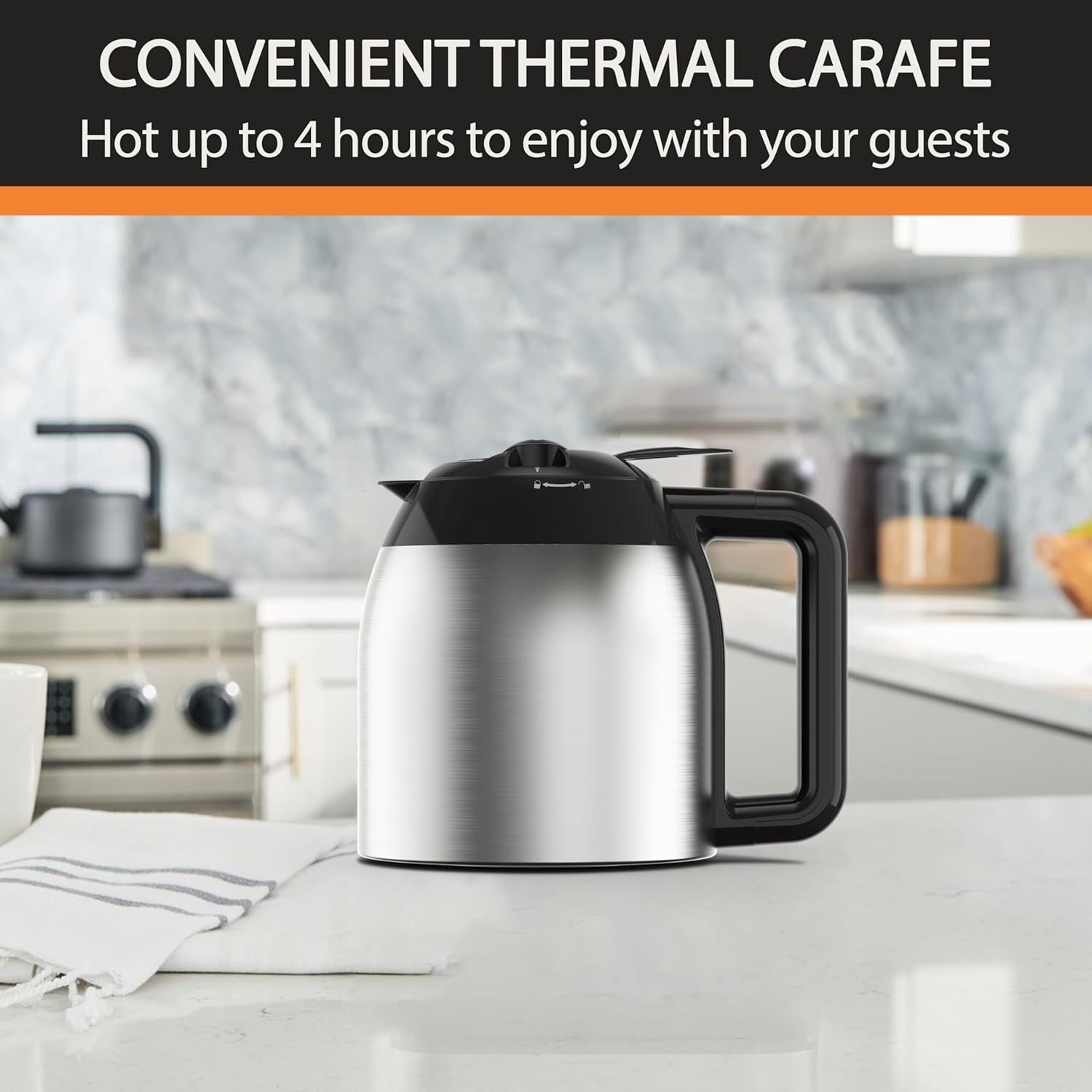 Macchina da caffè programmabile da 14 tazze, caraffa in acciaio inox, 3 intensità di infusione, timer 24 ore, mantenimento in caldo 4 ore