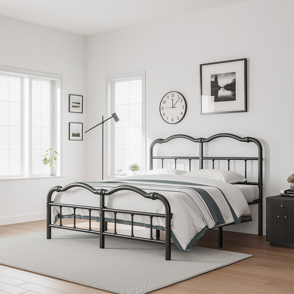 Telaio per letto in metallo resistente da 14 pollici con stile vintage, supporta fino a 2500 libbre, facile da montare e senza cigolii