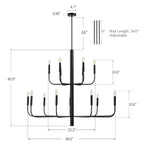 Lampadario minimalista a 15 luci, design antico a 2 livelli - 48