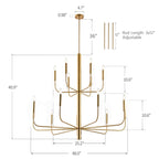 Lampadario minimalista a 15 luci, design antico a 2 livelli - 48