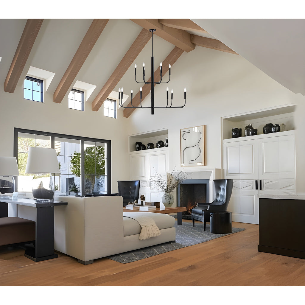 Lampadario minimalista a 15 luci, design antico a 2 livelli - 48