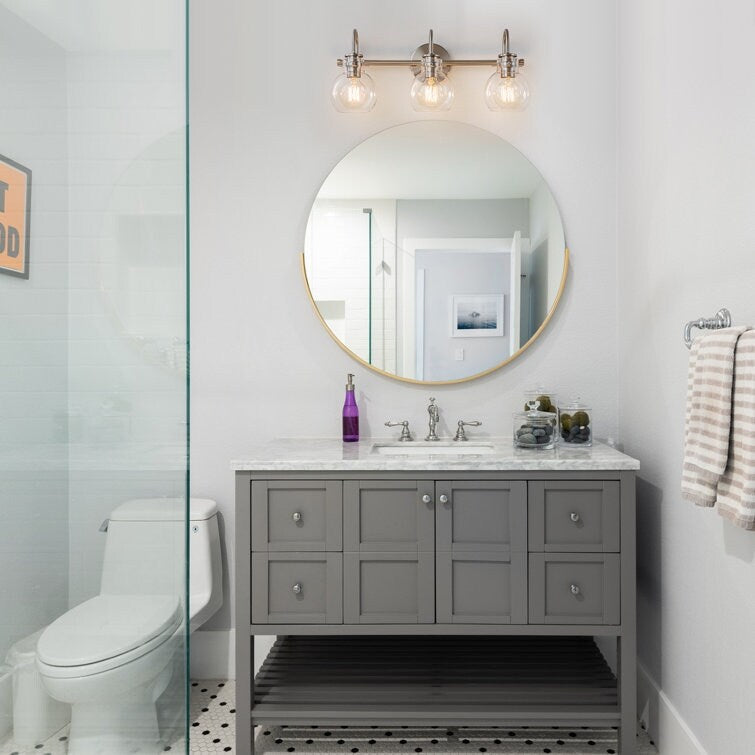 Applique da parete per mobiletto da bagno a 2/3 luci con paralume in vetro