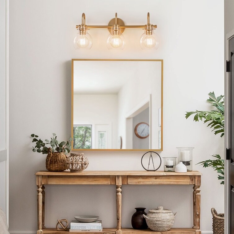 Applique da parete per mobiletto da bagno a 2/3 luci con paralume in vetro