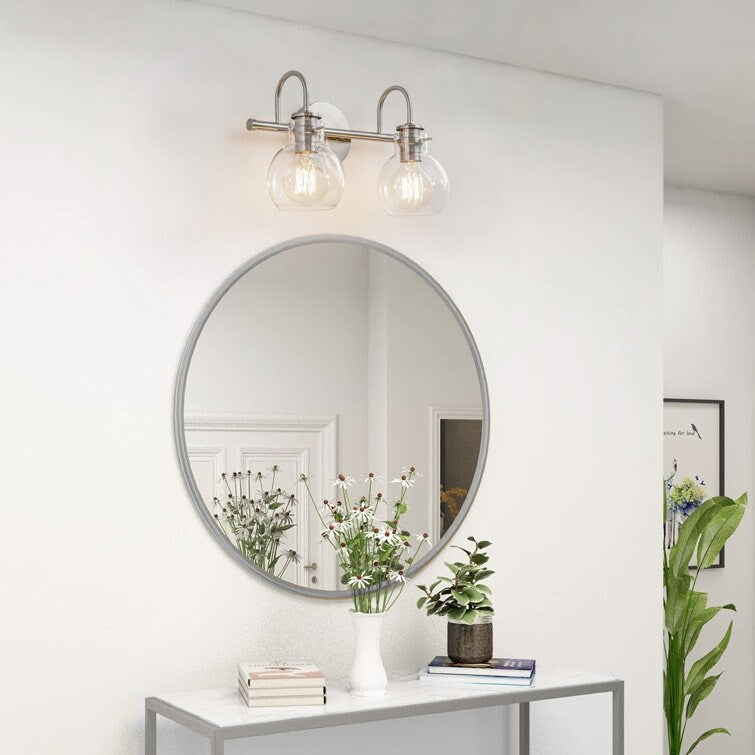 Applique da parete per mobiletto da bagno a 2/3 luci con paralume in vetro